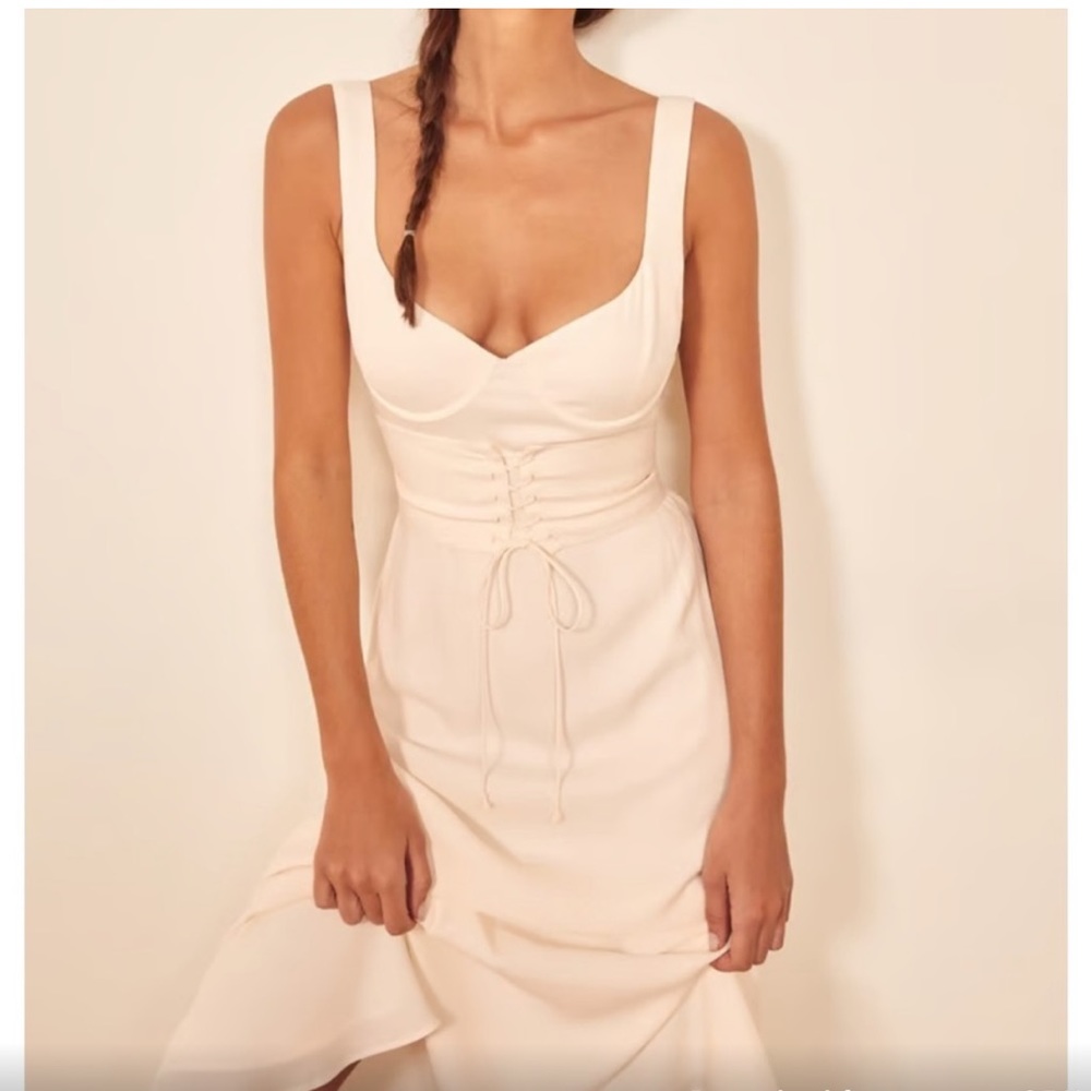 Reformation ivory corset dress